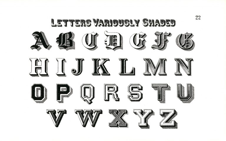 Las letras del abecedario con distintas tipografías.