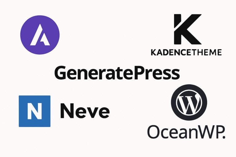 Logotipos de los principales temas gratuitos de WordPress.