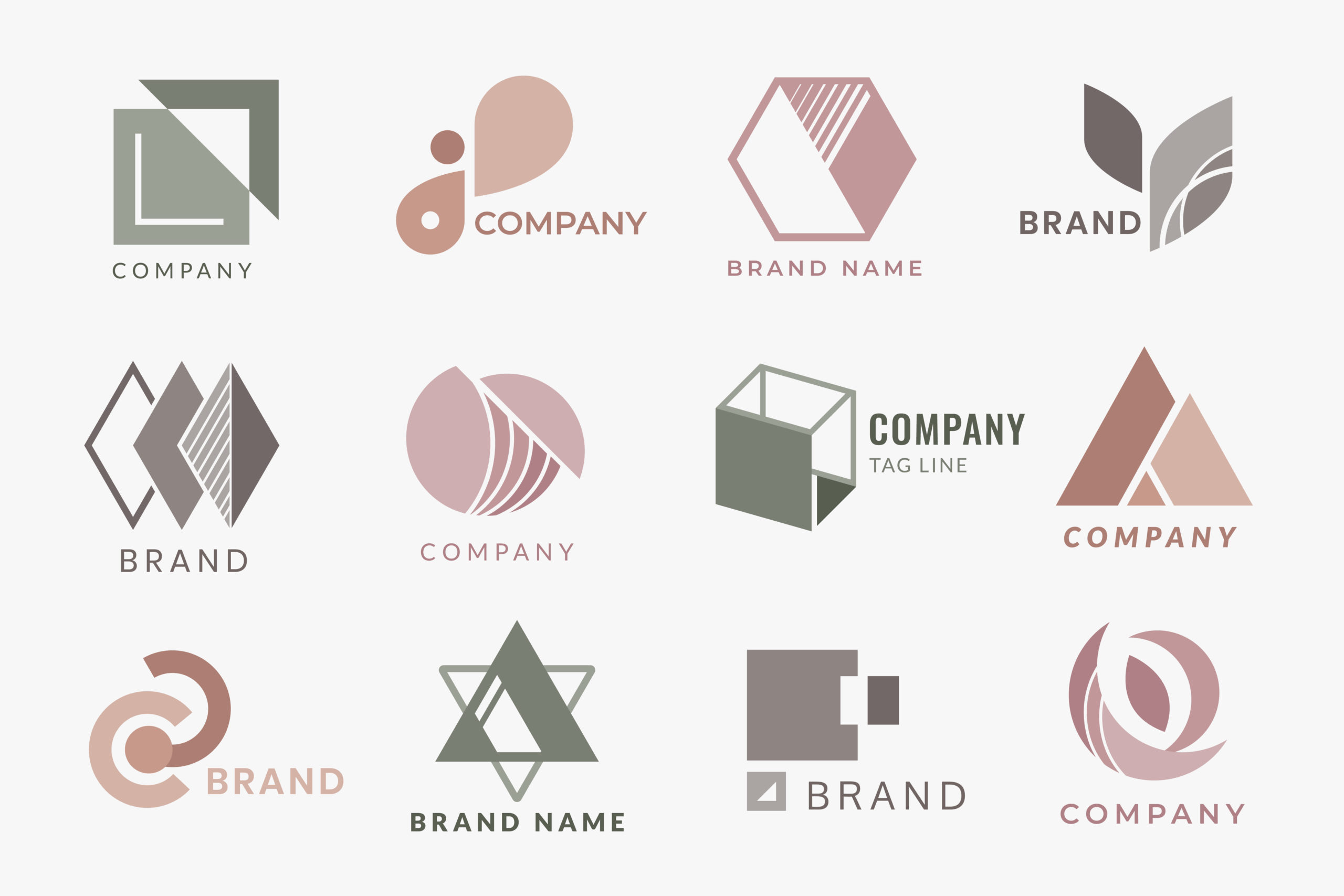 Ilustración de distintos logotipos ficticios.