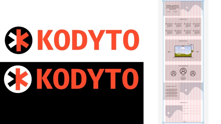 Logos de Kodyto en blanco y en negro junto al archivo con el diseño de la nueva web.