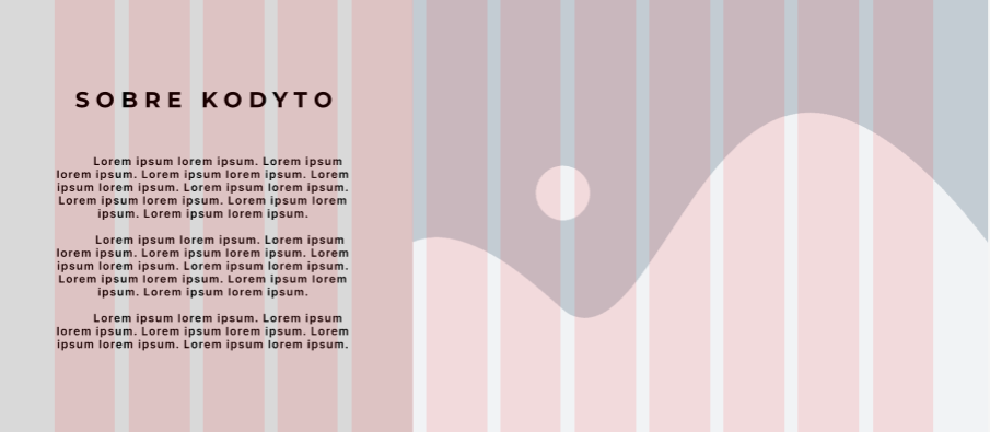 Sección sobre nosotros en el diseño de Kodyto, fase preliminar.