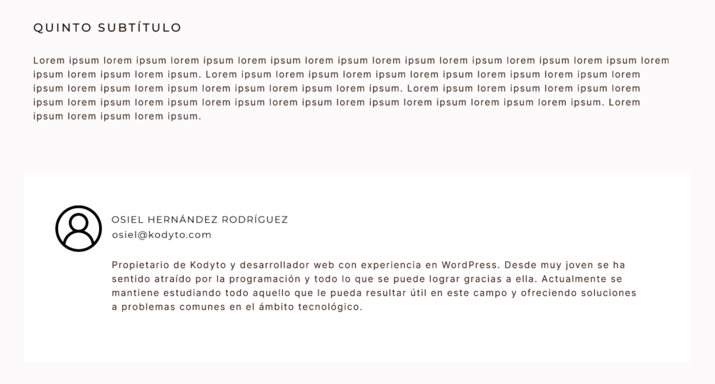 Contenido de la entrada e información del autor en el primer restyling de la web de Kodyto.