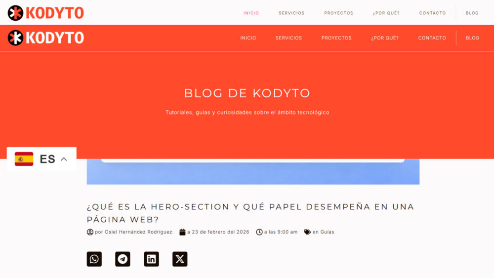 Nuevo Header, Footer, Blog y Entradas para la renovada web de Kodyto.